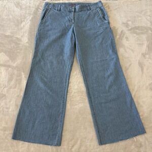 J. Crew City Fit Women's Light‎ Blue Wide Leg Raw Hem Casual Pants